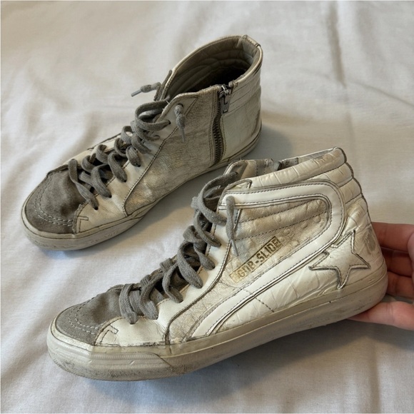 Golden Goose 39 White Leather High Top Sneakers US 9 Authentic - Picture 1 of 14